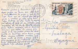 Avenida de los Campos Elíseos. París (1963). Reverso.