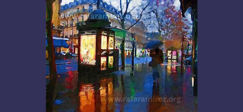 Día de lluvia pintura de Rafael Ramírez