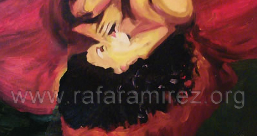 Flor desnuda pintura al óleo de Rafael Ramírez.