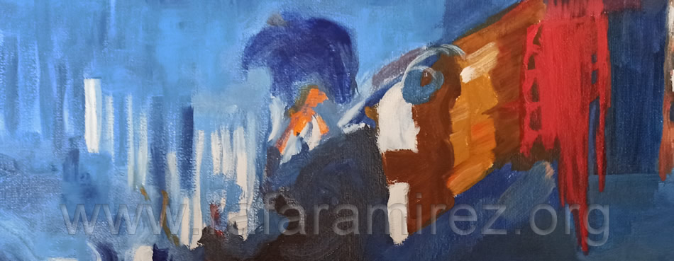Metrópoli pintura al óleo de Rafael Ramírez.