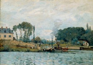 Alfred Sisley - Barco en la esclusa de Bougival (1873).