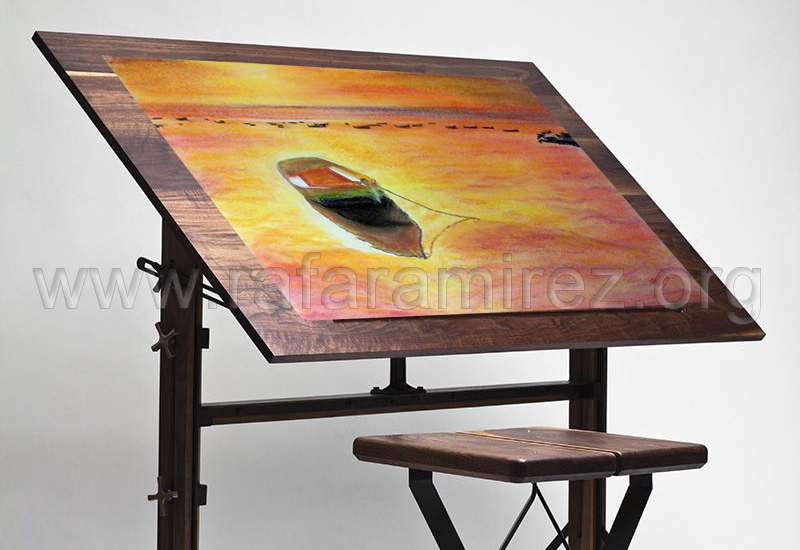 Atardecer Mediterráneo pintura a pastel de Rafael Ramírez.