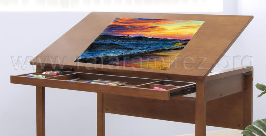 Atardecer pintura a pastel de Rafael Ramírez.