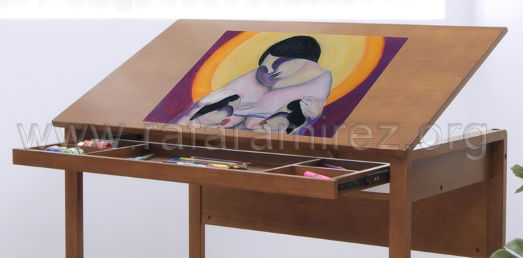 Maternidad pintura a pastel de Rafael Ramírez.