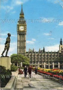 Postal: Big Ben y Cámara de los Comunes. Londres. 1962. Anverso
