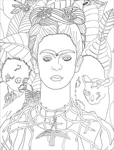 Frida Khalo. Autorretrato con collar de espinas y colibrí.