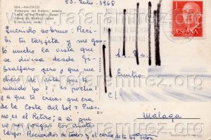 Estanque del Retiro. Madrid - Postal (1968) Reverso