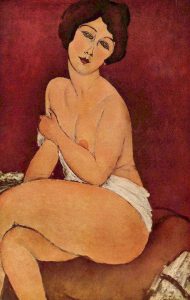 Desnudo sentado en un diván (1918). Amedeo Modigliani. Blog de Rafael Ramírez.