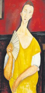 La mujer del abanico (1919). Amedeo Modigliani. Blog de Rafael Ramírez.