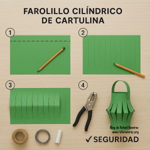 Farolillo cilíndrico de cartulina. Blog de Rafael Ramírez.