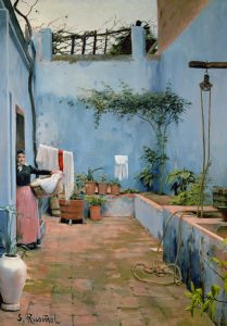 El Patio Azul (1891). Santiago Rusiñol. Blog de Rafael Ramírez.