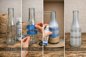 Botella pintada con efecto esmerilado. Blog de Rafael Ramírez.
