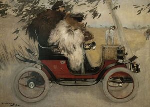 Ramon Casas y Pere Romeu en un automóvil (1901). Ramón Casas. Blog de Rafael Ramírez.