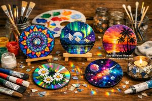 Manualidades con CD: Mini lienzos circulares. Blog de Rafael Ramírez. 