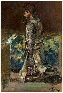 El infante don Pedro, arrodillado (Estudio para Últimos momentos del rey don Jaime) (1879). Ignacio Pinazo Camarlench. Blog de Rafael Ramírez.