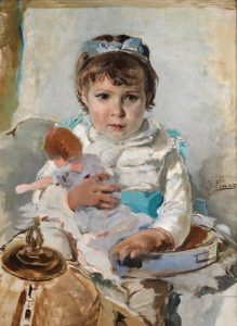 Niña con una muñeca (hacia 1890). Ignacio Pinazo Camarlench. Blog de Rafael Ramírez.