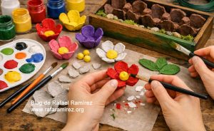 Paso 4. Pinta las flores y la base. Blog de Rafael Ramírez.