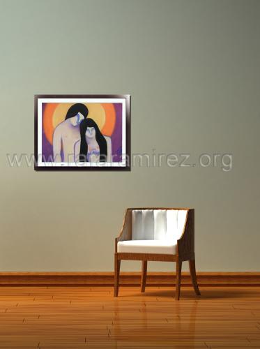 Amantes pintura a pastel de Rafael Ramírez. 