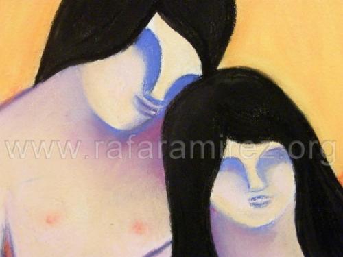 Amantes pintura a pastel de Rafael Ramírez. 