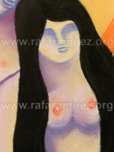 Amantes pintura a pastel de Rafael Ramírez. 