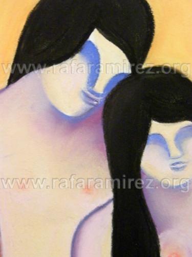 Amantes pintura a pastel de Rafael Ramírez. 