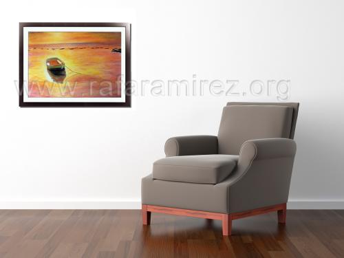Atardecer Mediterráneo pintura a pastel de Rafael Ramírez.
