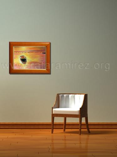 Atardecer Mediterráneo pintura a pastel de Rafael Ramírez.