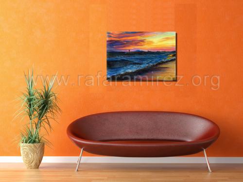 Atardecer pintura a pastel de Rafael Ramírez.