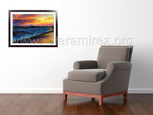 Atardecer pintura a pastel de Rafael Ramírez.