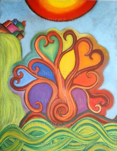 Baobab in love pintura a pastel de Rafael Ramírez.