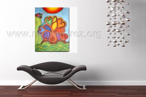 Baobab in love pintura a pastel de Rafael Ramírez.