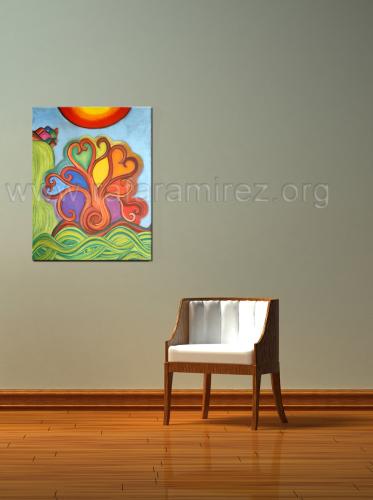 Baobab in love pintura a pastel de Rafael Ramírez.