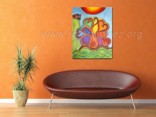 Baobab in love pintura a pastel de Rafael Ramírez.