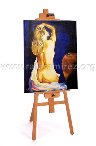 Desnudo con jarrón, pintura al óleo de Rafael Ramírez.