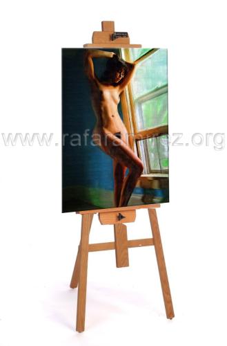 Desnudo y Ventana pintura de Rafael Ramírez.