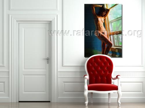 Desnudo y Ventana pintura de Rafael Ramírez.
