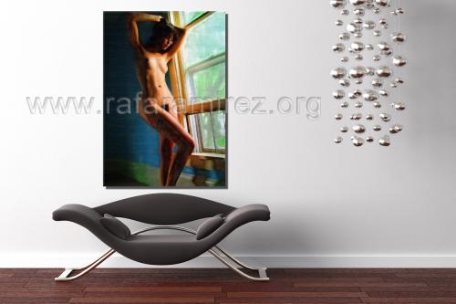 Desnudo y Ventana pintura de Rafael Ramírez.