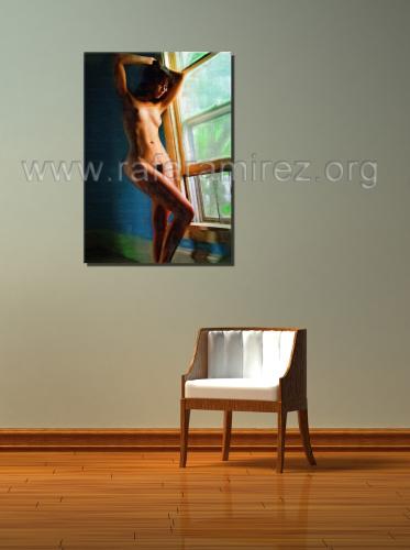 Desnudo y Ventana pintura de Rafael Ramírez.