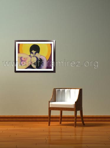 El Beso pintura a pastel de Rafael Ramírez. 