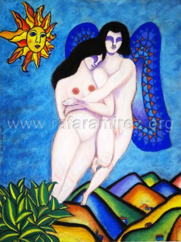 Eros pintura a pastel de Rafael Ramírez