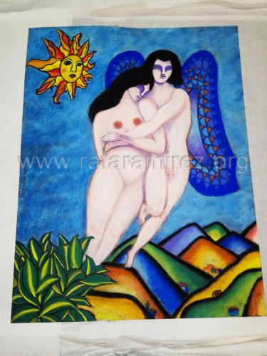Eros pintura a pastel de Rafael Ramírez