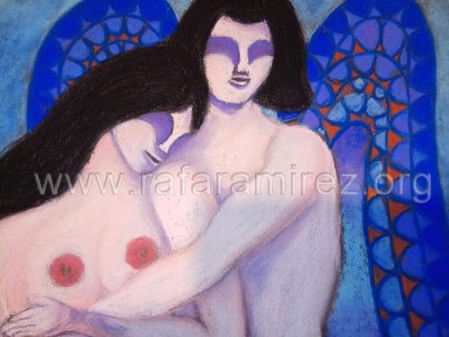 Eros pintura a pastel de Rafael Ramírez