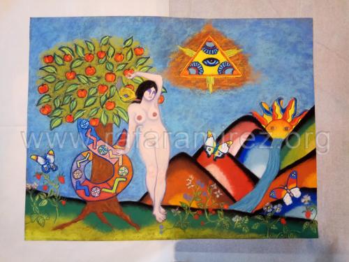 Eva: pintura a pastel de Rafael Ramírez. 