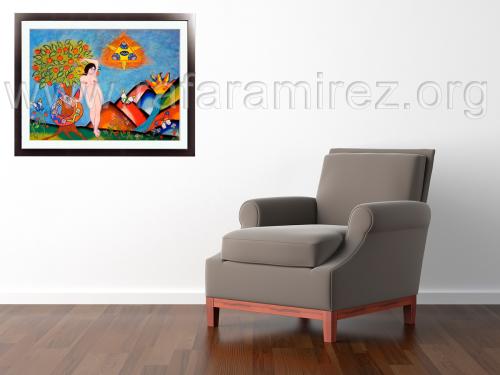 Eva: pintura a pastel de Rafael Ramírez. 