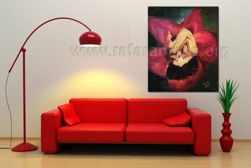 Flor desnuda pintura al óleo de Rafael Ramírez.