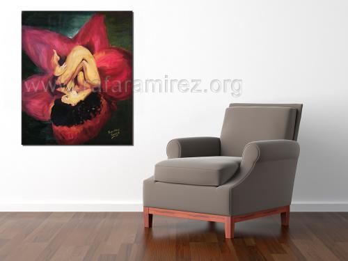 Flor desnuda pintura al óleo de Rafael Ramírez.
