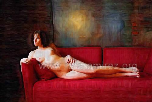 La Espera pintura al óleo de Rafael Ramírez.