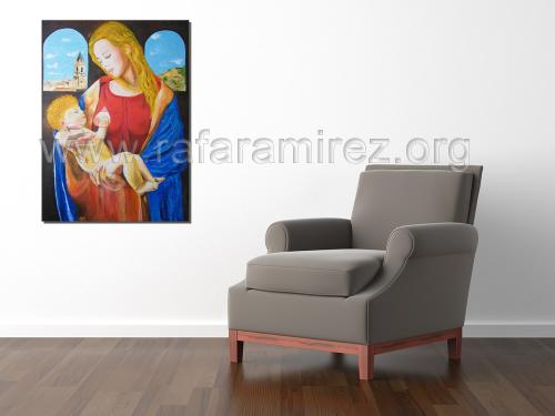 Madona pintura al óleo de Rafael Ramírez.