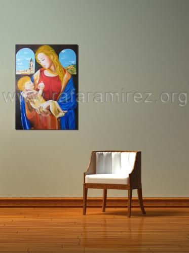 Madona pintura al óleo de Rafael Ramírez.