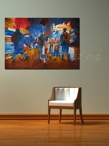Metrópoli pintura al óleo de Rafael Ramírez.